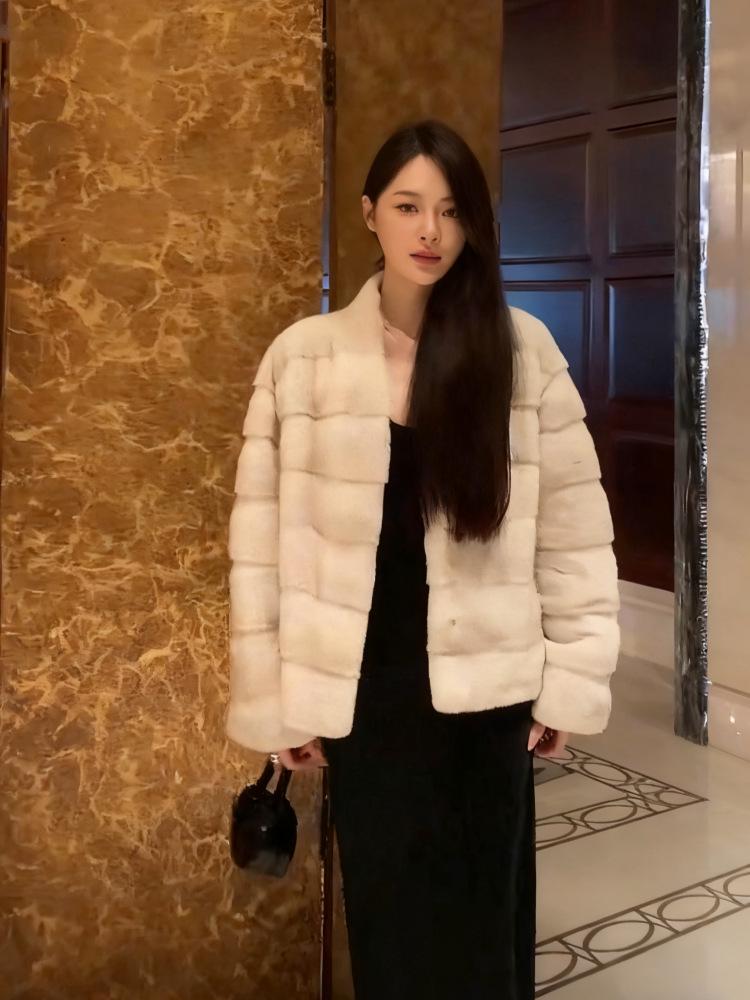 Goddess Mink Faux Fur V-Neck Winter Coat for Women