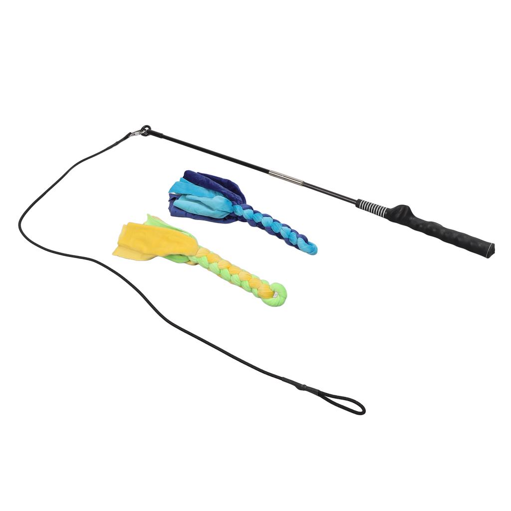 Dog Flirt Stick Retractable Interactive Tug Toy Puppy Teaser Pole with Rope for Outdoor Exercise Training