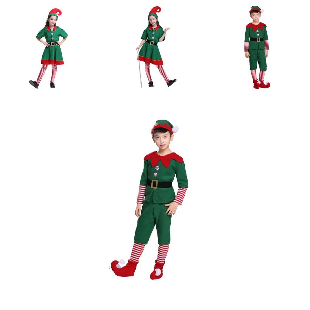 Delightful Christmas Elf Cosplay Costume Couple Outfit For Fancy Dress Xmas Party Role Play