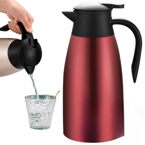 Thermos Pot, Tabletop Insulated Pot, 304 Stainless Steel, 24-Hour Insulated, Vacuum Insulated, Leak-Proof, One-Click Water Discharge, 2L Large Capacit