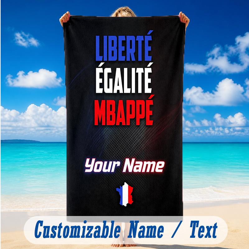 Beach Towel Custom Name Text, Quick Dry Large Towel For Beach HomeFrance national football team