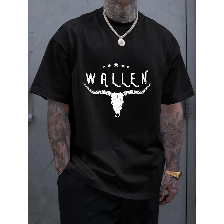 Men s Tee Cool Ox Star Printed Tee O-neck Short Sleeve T-shirt Casual Clothes Multiple Color Top Streetwear Rock 4XL