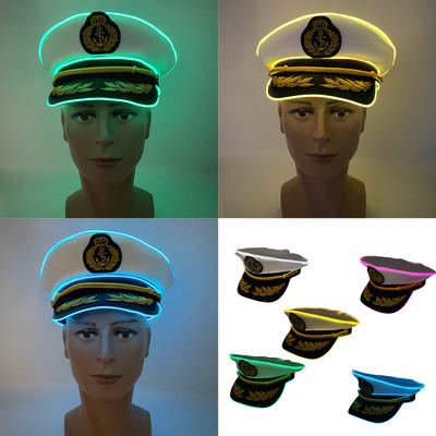 Embroidered Captain LED Light Up Hat Adjustable Fit for Night Parties and Outdoor Events