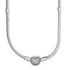 Original Poetic Blooms Love Heart Ball Barrel Clasp Snake Chain 925 Sterling Silver Necklace For Fashion Bead Charm DIY Jewelry