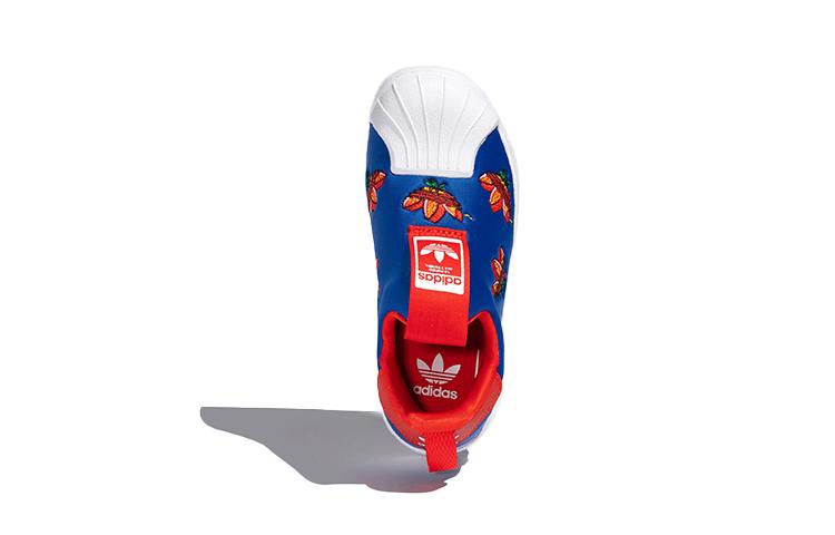 Adidas Originals SUPERSTAR 360 C Slip Resistant Low top Skateboard Shoes Blue Red White Children Aged 3 7 Years Old FY2510