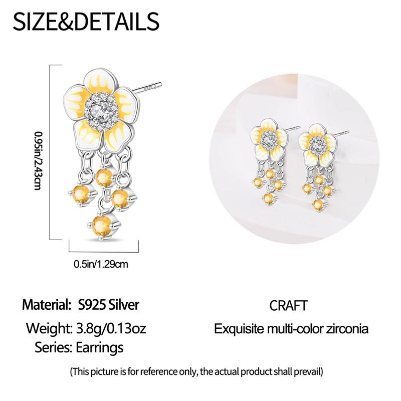 Pendientes originales de plata de ley 925 de cobre con forma de margarita y tulipán para mujer 2025 Pendientes de botón Pendientes de flor Aniversario Circonita Regalo