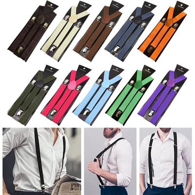 Gift Men Women Solid Color Suspenders Braces Adjustable Straps Elastic Unisex Suspenders