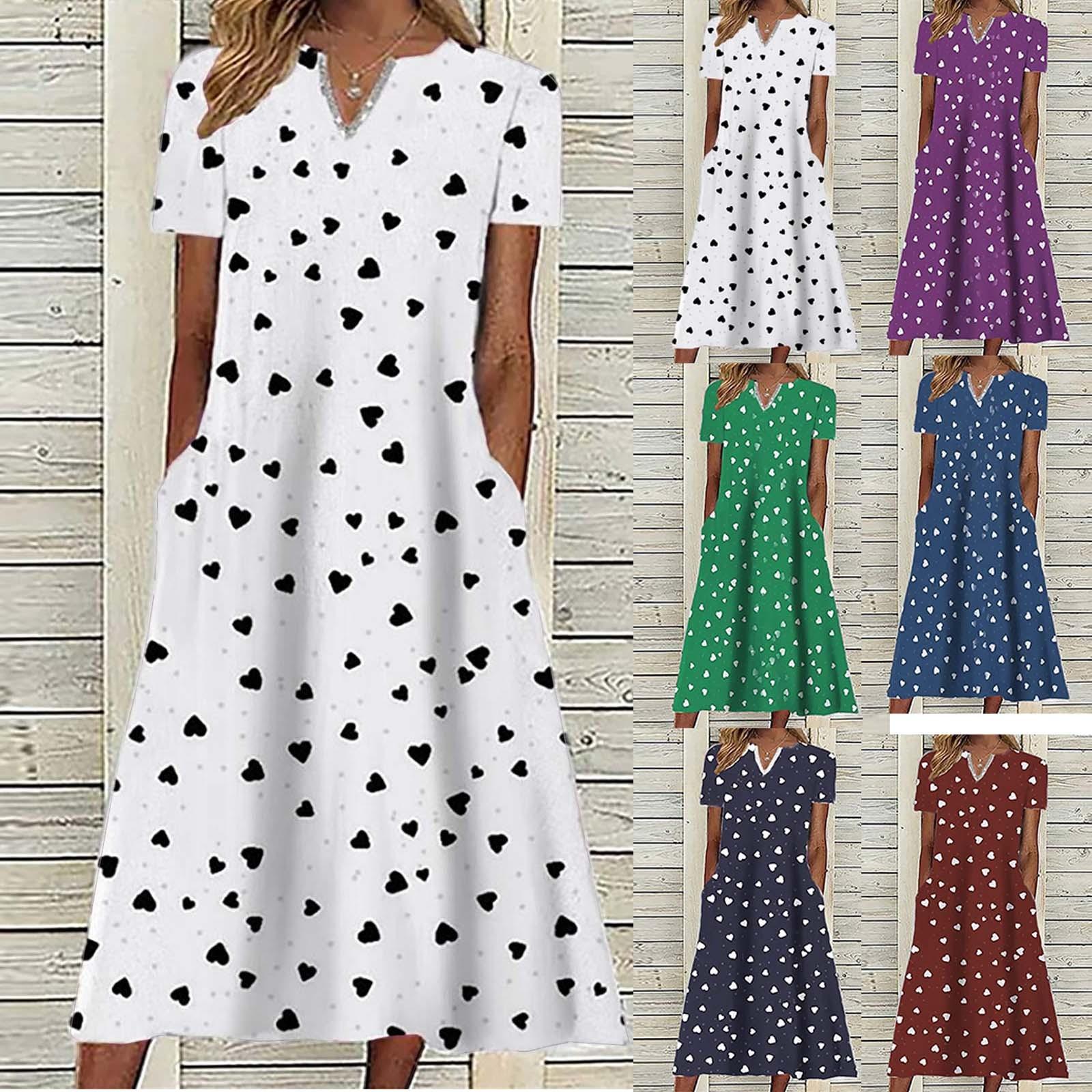 

Женское летнее повседневное платье с V-образным вырезом и коротким рукавом