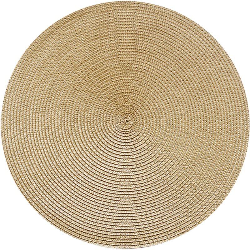 Round Woven Placemats PP Waterproof Dining Table Mat Non-Slip Napkin Disc Bowl Pads Drink Cup Coasters Kitchen Decoration