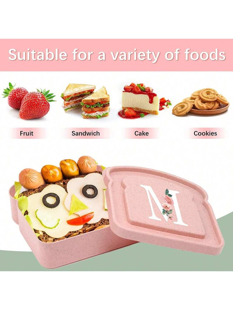 Initials Marked Toast Box Alphabet A-Z Reusable Sandwich Container Box Food Container Sealable Container Small Container