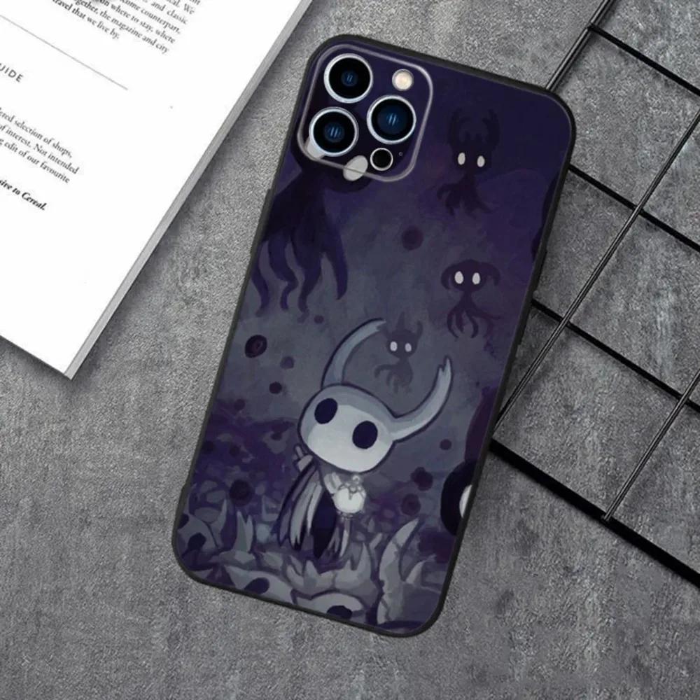 H-Hollow Knight Phone Case For Apple iPhone 15,14,13,12,11,XS,XR,X,8,7,Pro,Max,Plus,mini Silicone Black Cover