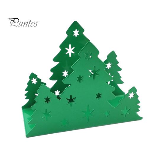 Holiday Table Decor Christmas Tree Napkin Holder, Stainless Steel Vertical Paper Towel Stand, Kitchen Counter Rack Decorative Dispenser for