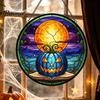 Transparent Light Shadow Effects Halloween Pumpkin Suncatcher, Stained Glass Style Round Window Hanging Ornament, Acrylic Creative Holiday Home