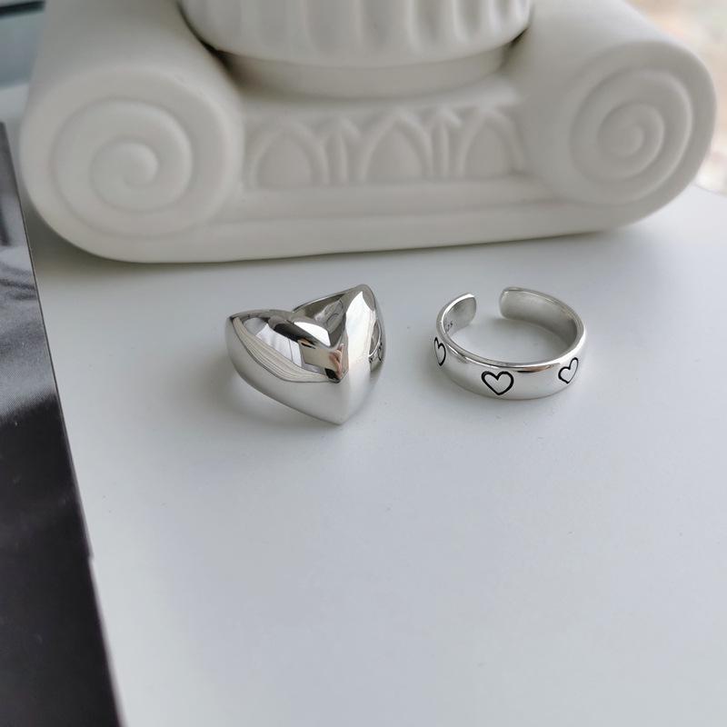 Japanese and Korean Style: S925 Sterling Silver Open Love Ring for Women