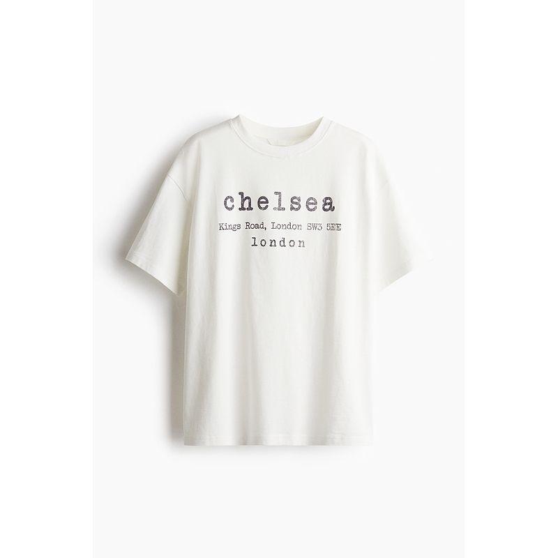 

Hm2025 Лето Новая женская одежда Мода Повседневная Все-сочетаемая Футболка большого профиля 1274174 White/Chelsea 155/80