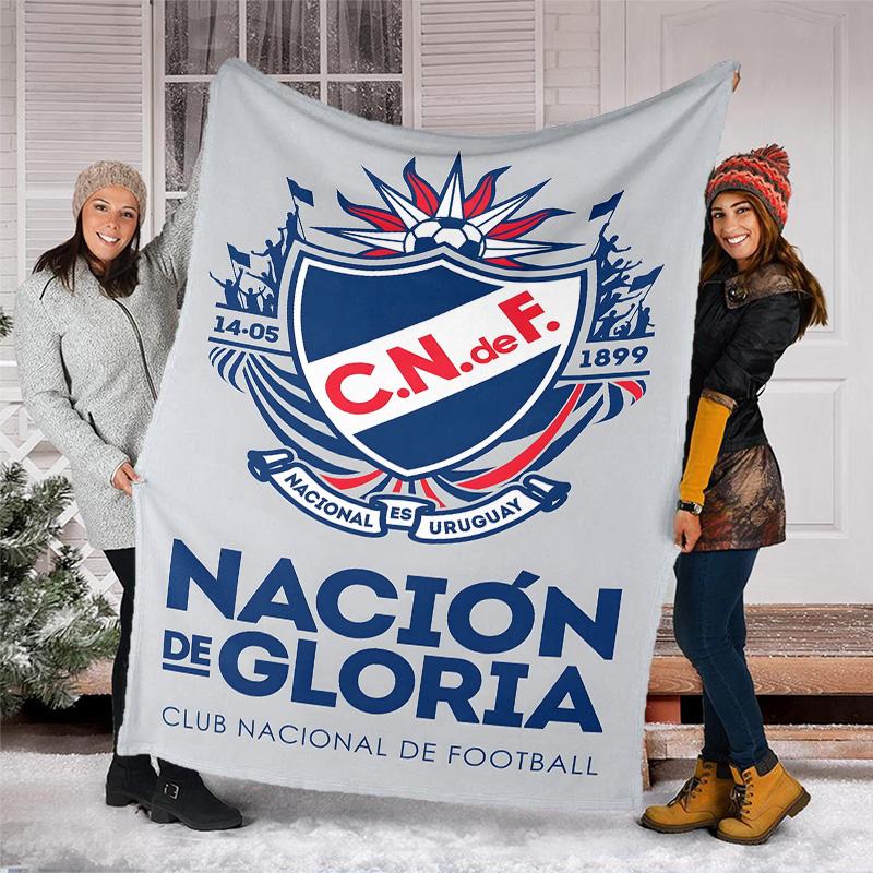 1pc Club Nacional de Football Theme Blanket - Digital Print, Polyester, Cozy for All Seasons, Perfect for Outdoor, and Travel
