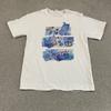 Watercolor Blue Purple Cat Graphic T-Shirt S White Short Sleeve Kawaii Soft Girl