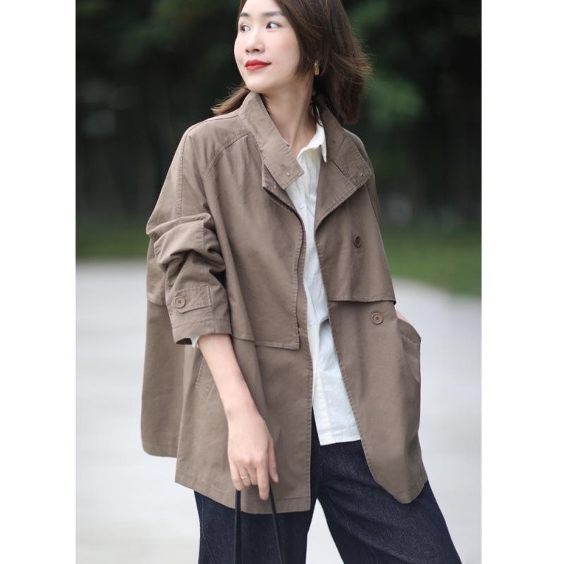 

Korean Style Stand Collar Mid-Length Trench Coat for Spring 2025 L