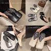 Shoes Slippers Flat Big Size Loafers Square Toe Slides Mules For Women 2025 Cover Retro Flat Shoes Female Big Size Ladies' Slipp
