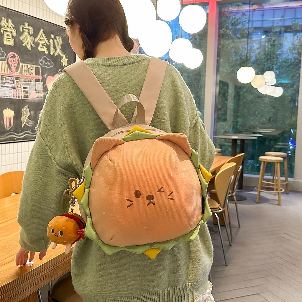 Schoolbag cute hamburger shape backpack female cartoon light travel backpack children college students class commuter schoolbag
