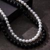 Cold Wind Black and White Pearl Magnetic Buckle Collarbone Chain Personalized Fashion Simple Necklace, Geometric Sweet and Cool Wind