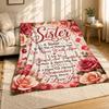 Rose Sister Love Quote Plush Throw Blanket Family Keepsake Decor