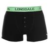 Lonsdale Boxer Shorts, 2 Pack, Black FL, Size M