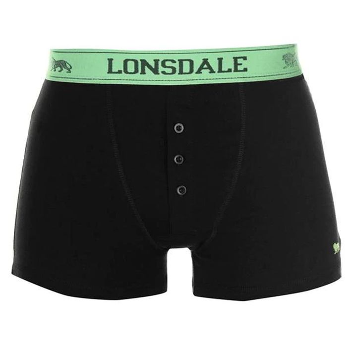 Lonsdale Boxer Shorts, 2 Pack, Black FL, Size M