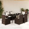 VidaXL 7-piece Brown Rattan Garden Dining Set and Cushions 3262844