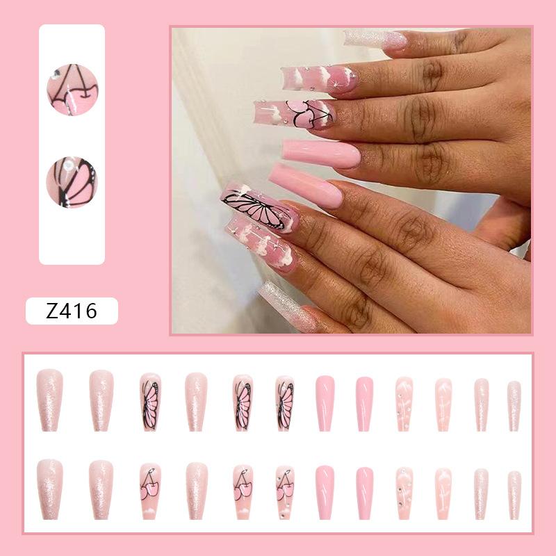 Diamond Wearing Nail Ice Culoare transparentă Flash Diamond 24 Bucăți Cutie Unghii false Finisat Nail Art de ultimă generație