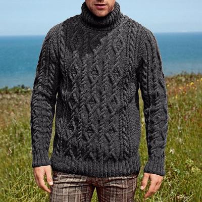 Men's European & American High Neck Knitted Sweater, 2025 Fashion Plus Size Knitwear