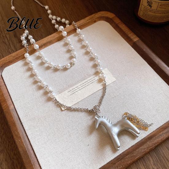 Pendant Necklace Alloy Horse Lightweight Hypoallergenic Men Women Sweater Fashion
