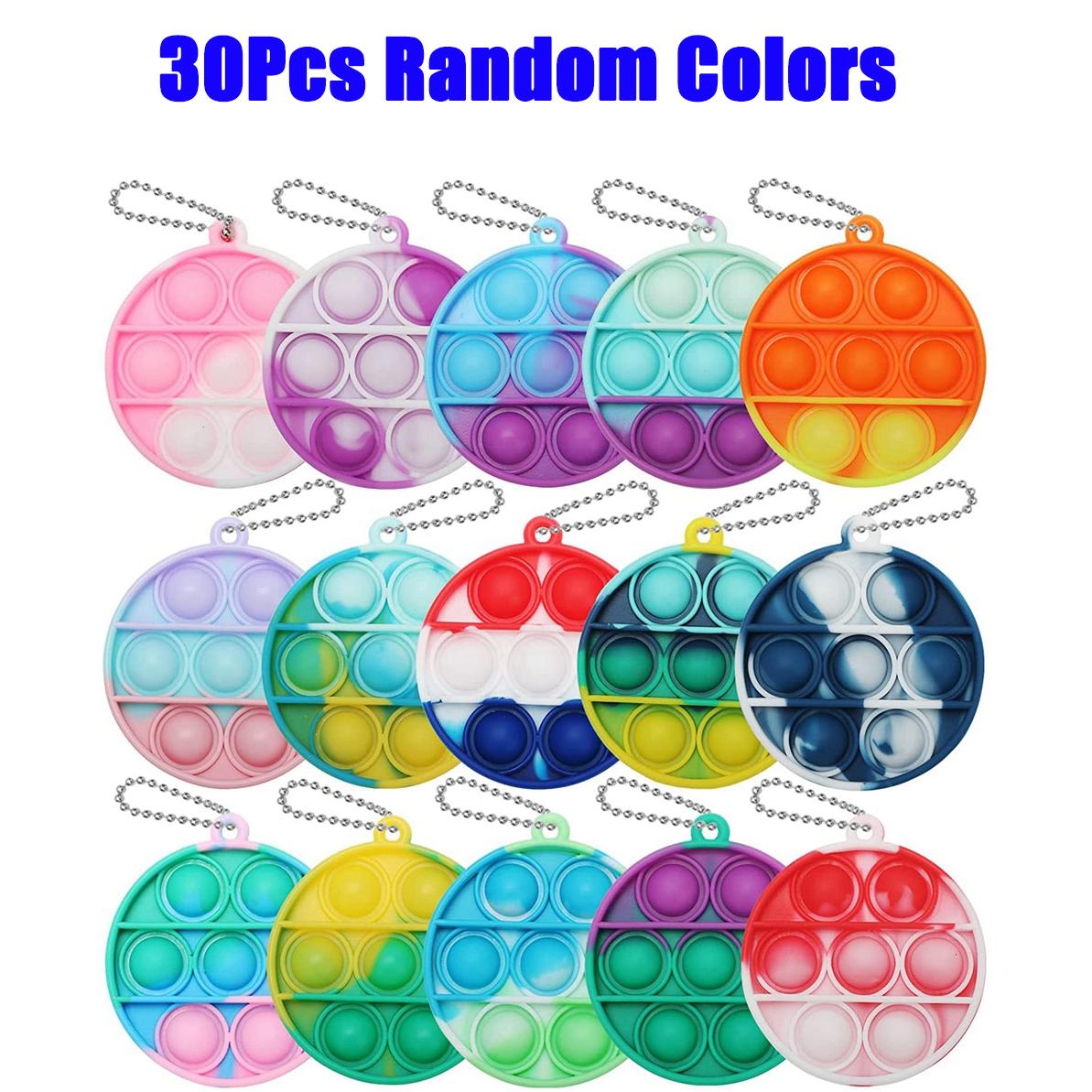 15/30 Stuks Willekeurige Mini Pop Push Fidget Speeltjes Stressverlichting Hand Speeltjes Sleutelhanger Bubbel Fidget Sensorisch Speeltje Feest Bedankje Kantoor Bureau Speeltje