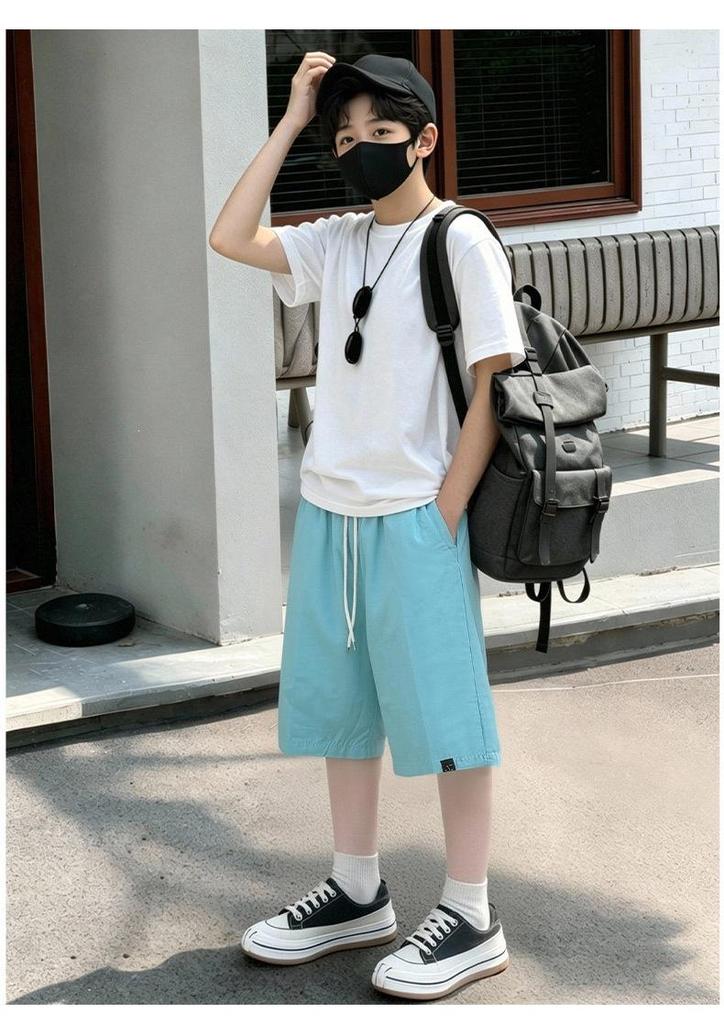 Boys' Summer Casual Korean-Style Shorts - Mid-Length Trendy Capri Pants