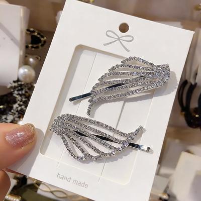 Modische Glänzende Engelsflügel Haarspange Strass Silber Farbe Metall Haarspangen für Damen Mädchen Neuer Kopfschmuck Koreanische Accessoires