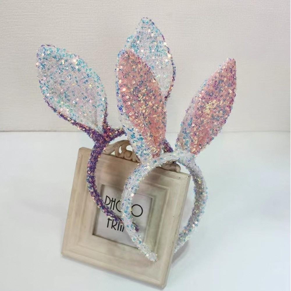 Cartoon Bunny Ears Headband Glitter Rabbit Ear Hairband Fashion Easter Bunny Headband  Girl