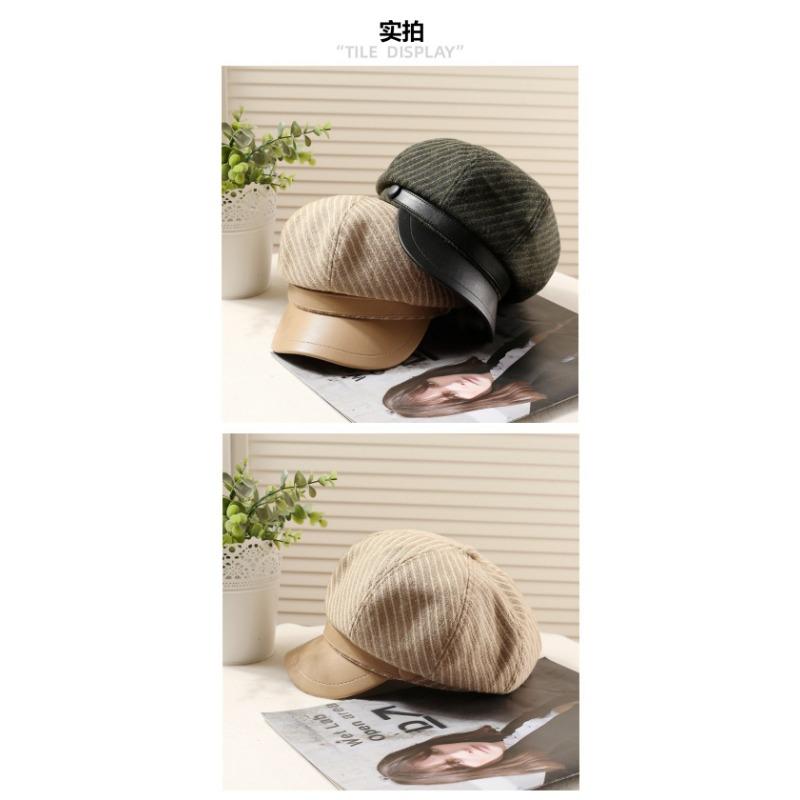 Women S Vintage Plaid Octagonal Newsboy Cap Elegant Versatile Casual