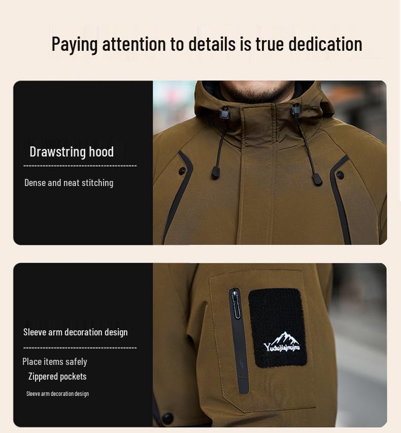 Men's Plus Size Mid-Length Hooded Cotton Jacket - Winter Fashion Brand 808
