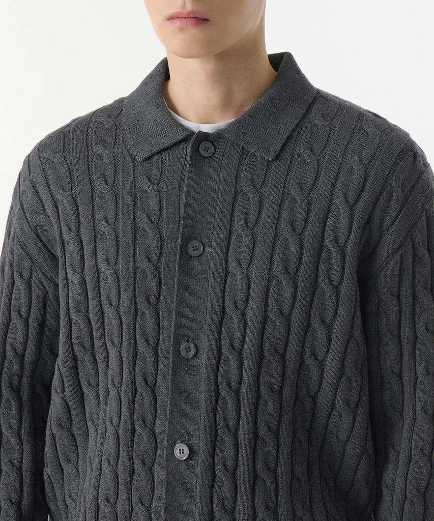 Musinsa Standard Cotton Cable Collared Cardigan [Gray]