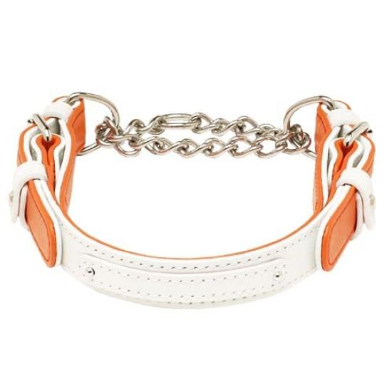 BuckettS Mayfair Line Half Chalk Chain Collar S Size White/Orange [Collar]