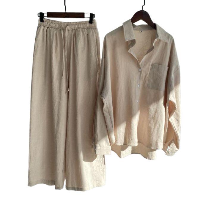 Ganzjahres Große Größen Locker Geschnitten Retro High-Waist Langarm Mode Sportbekleidung Set