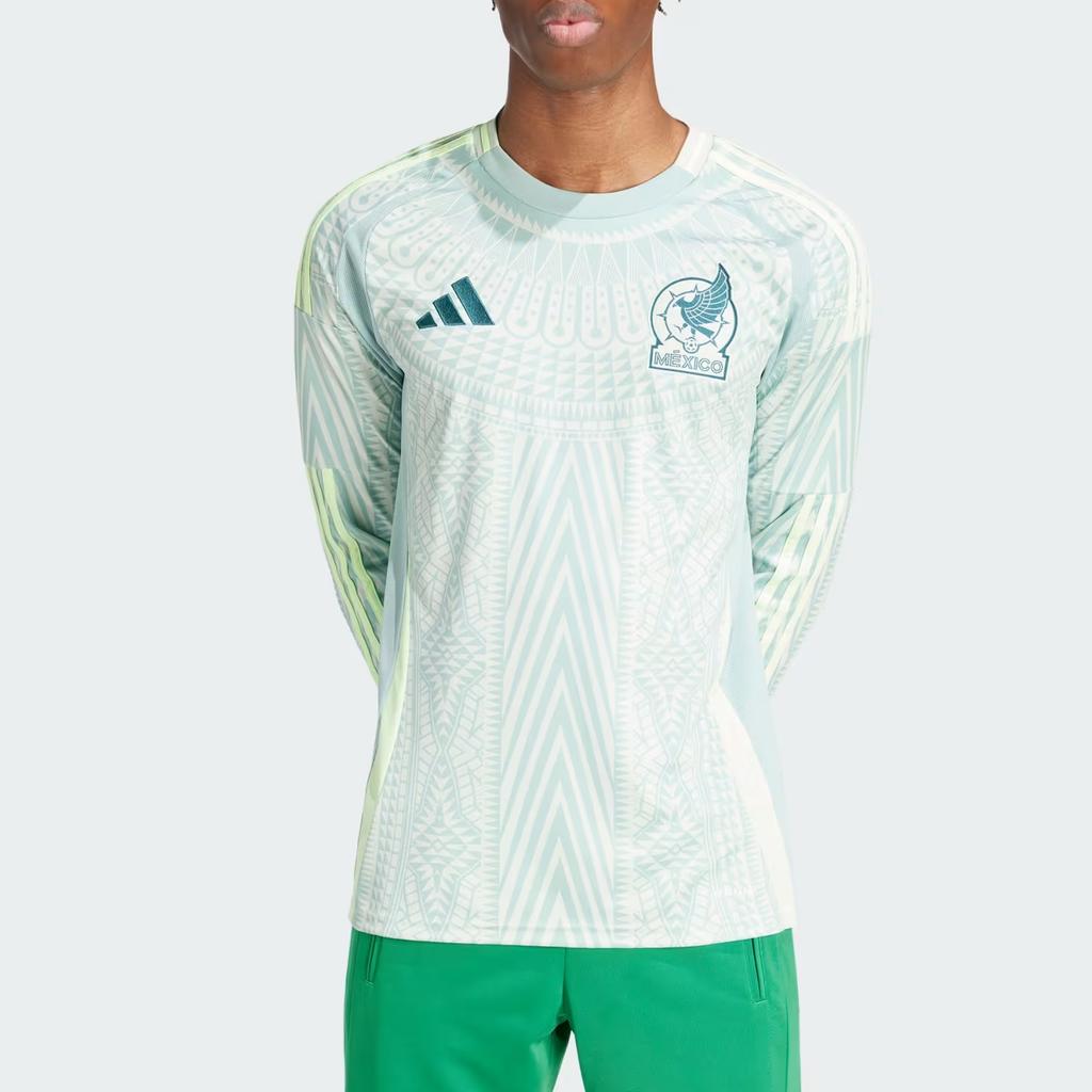 Adidas Mexiko 24 Langarm Auswärtstrikot Leinengrün Herren Streetwear IP6387