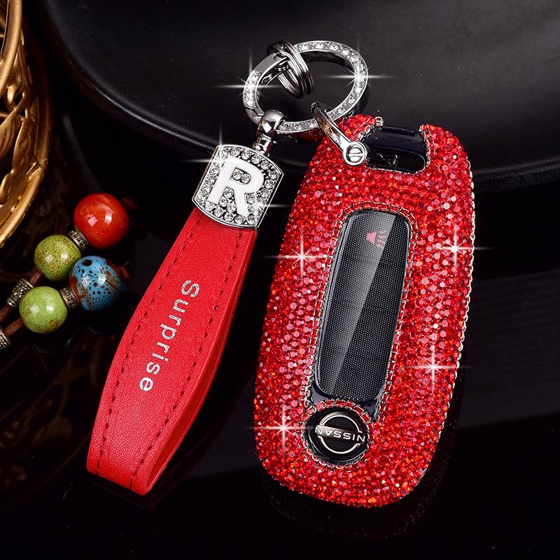 Women's Diamond Car Key Cover for Nissan 14th Gen Sylphy, Qashqai, Teana, X-Trail, Tiida, Murano, Terra