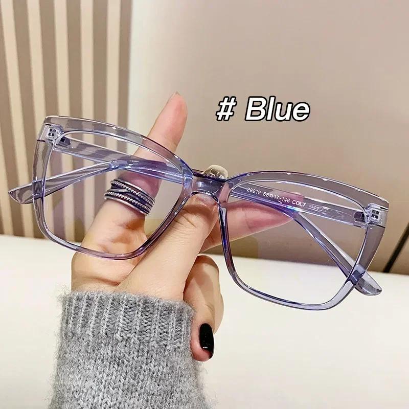 Trendy Large Frame Anti Blue Light GlassesLuxury Cat Eye Filter Lens Eyeglasses Square Frame Glasses for For Ladies