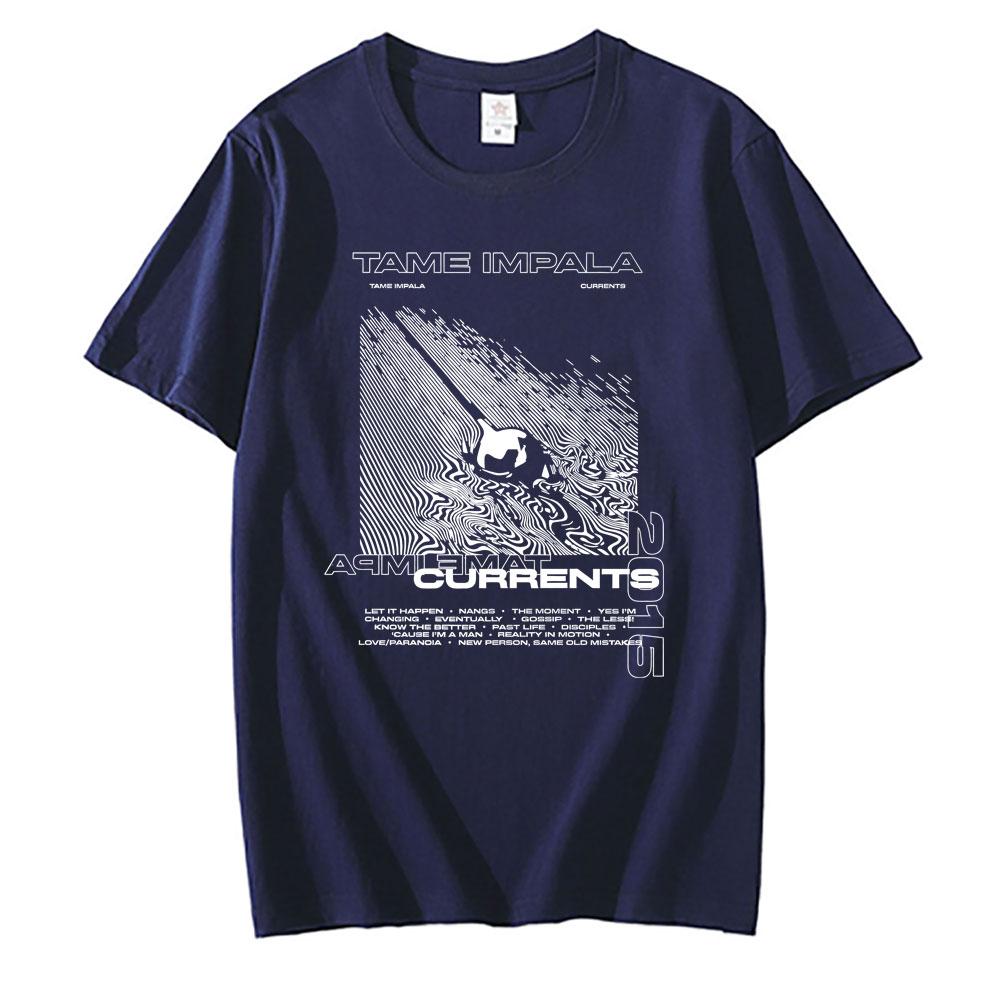 

Tame Impala Current Graphic Print Tshirt Summer Mens Casual Hiphop Oversized Cotton Tshirt Indian Pop Rock Music Tshirt 4XL