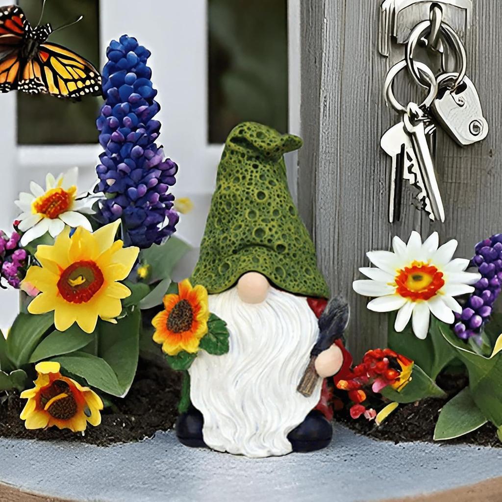 Hide A Key Gnome Figurine Outdoor Garden Gnome Statues Decorations For Yard Hidden Spare Key Holder Lock Box