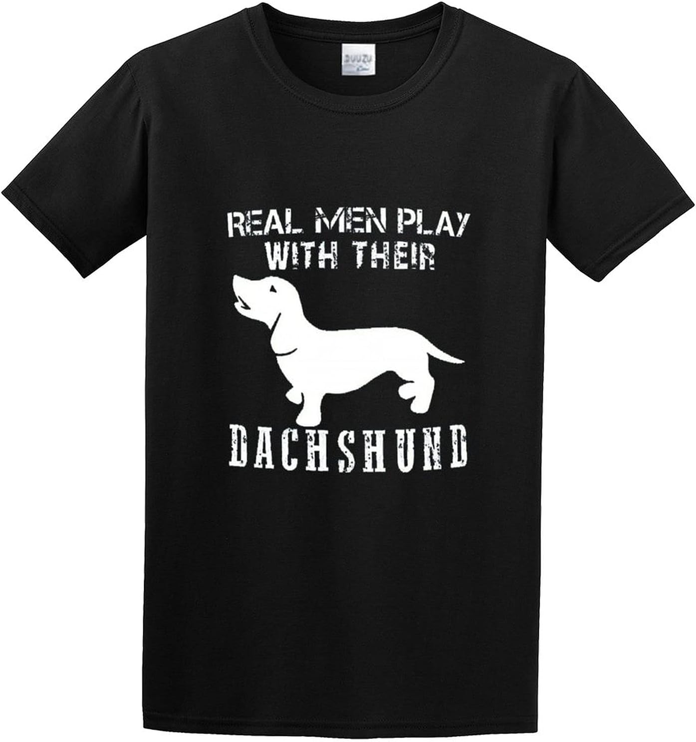 Real Men Play with Their Dachshund Unisex Short-Sleeve T-Shirts Black XXL чёрный