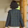 Korean Style Elegant Round Neck Color Block Coat for Women’s Autumn/Winter - Small Fragrance Style for Middle-Aged and Elderly Ladies.