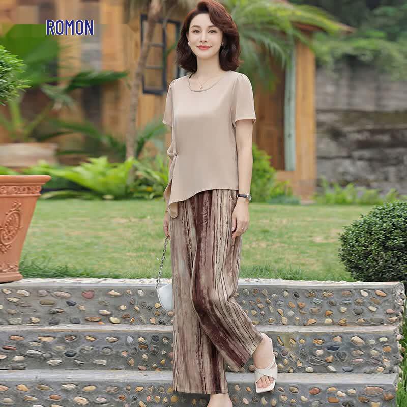 Luomeng Women s Casual T-Shirt & Pants Set 4XL