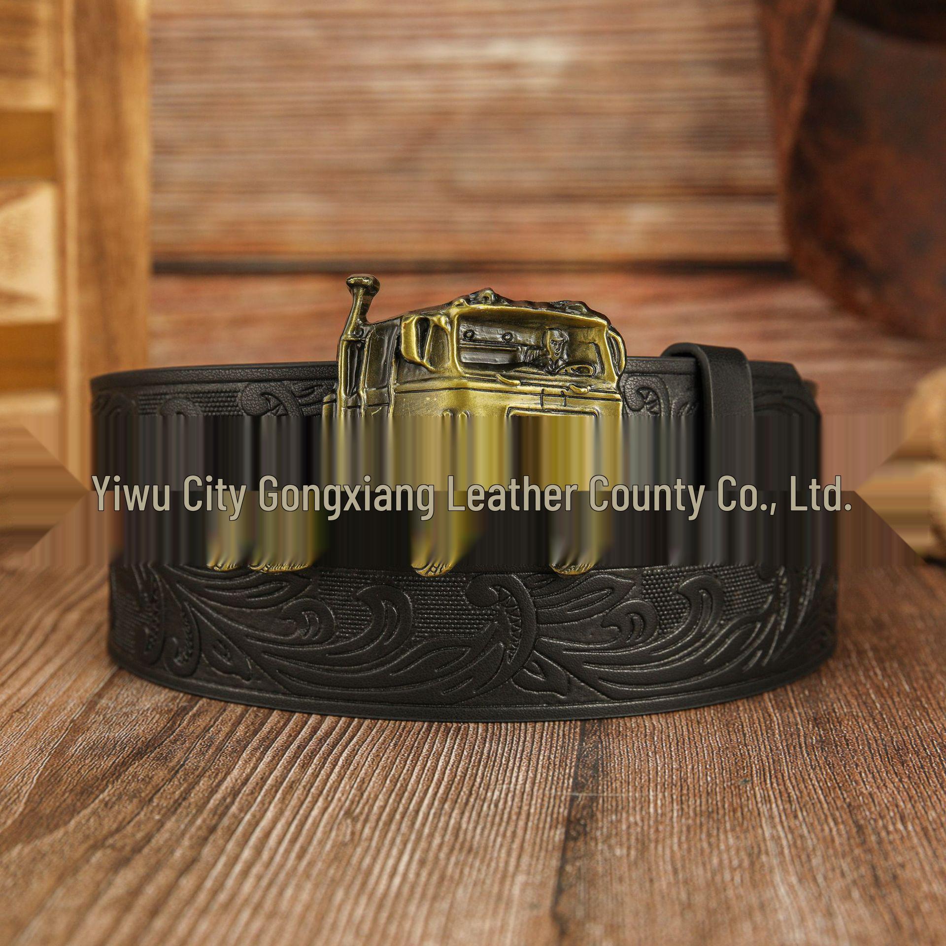 Retro Zinc Alloy PU Leather Unisex Cargo Belt 120cm чёрный